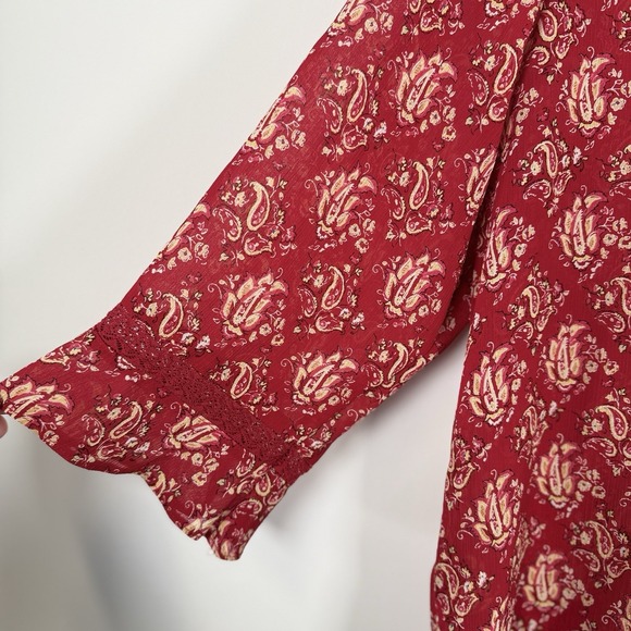 Liz Claiborne Women's Blouse Button Down Shirt Sheer Paisley Crinkled Size 14W - Picture 3 of 5